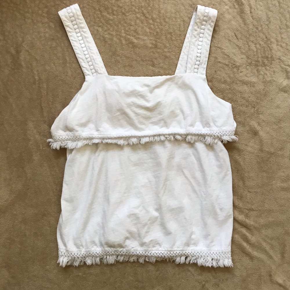 J. Crew White Top With Fringe